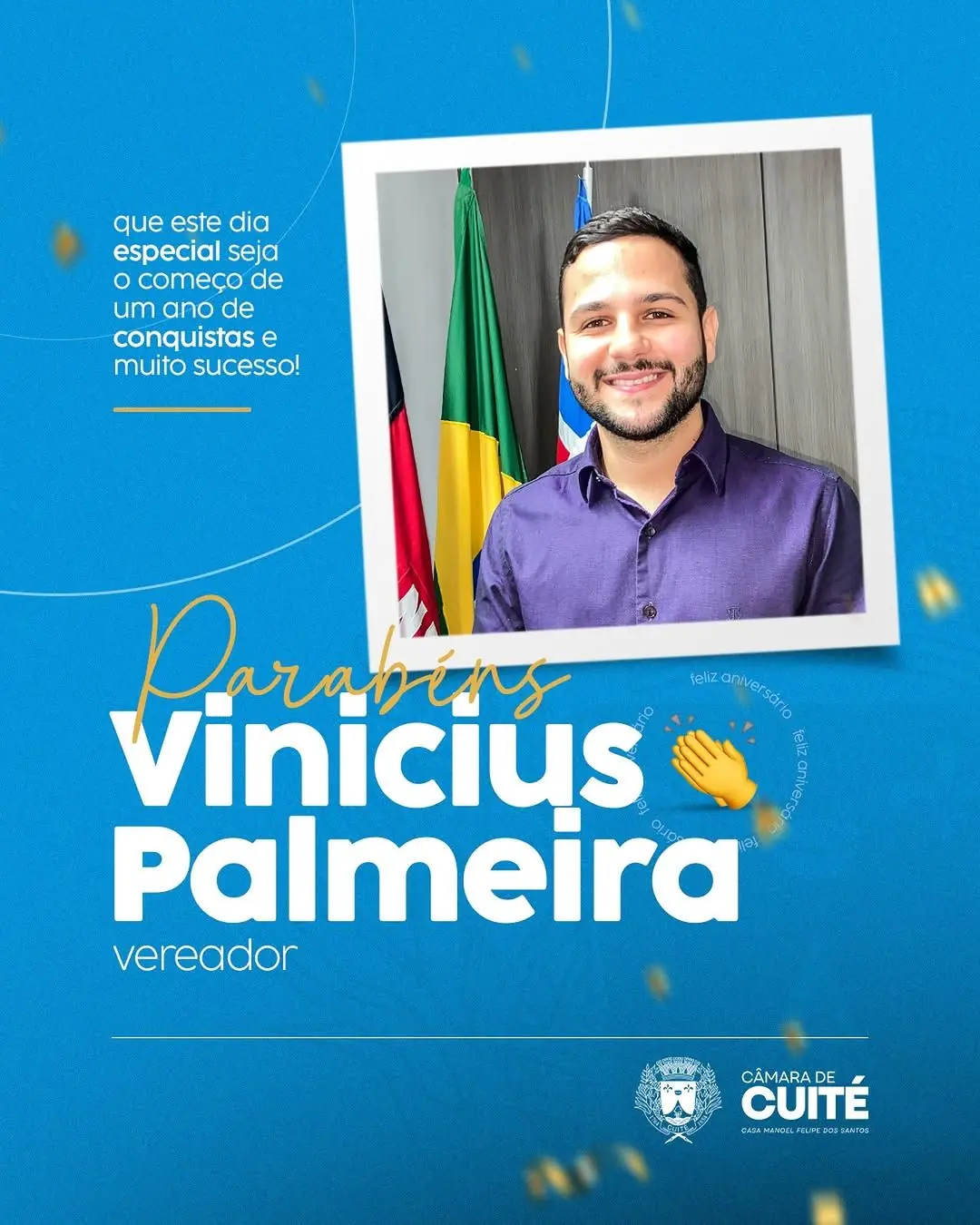Câmara de Cuité homenageia vereador Vinícius Palmeira em seu aniversário